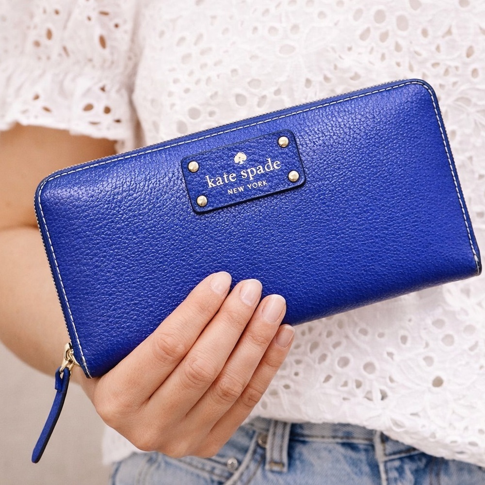 Kate Spade New York Blue Leather Zip Around Wallet